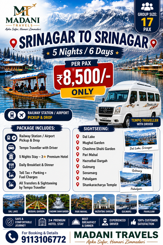 SRINAGAR TO SRINAGAR PACKAGE 5N/6D