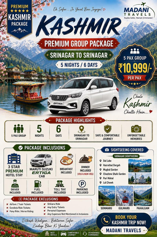 SRINAGAR TO SRINAGAR TOUR PACKAGE-5N/6D