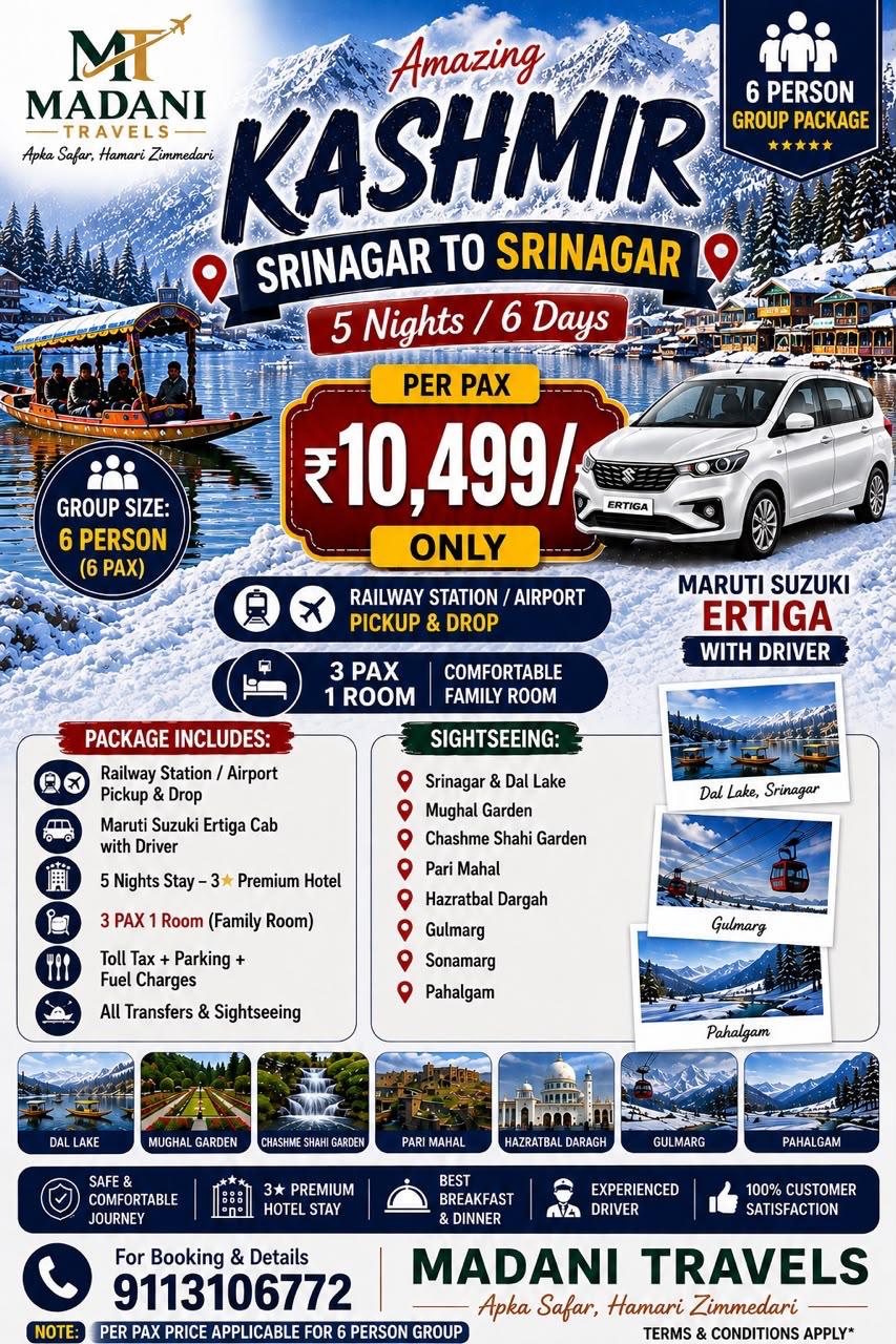 SRINAGAR TO SRINAGAR PACKAGE-5N/6D